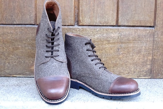 Handmade Leather/burel Eco Friendly Lace up Ankle Boots, Goodyear Welted  Boots, Men Casual Boots, Women Lace up Boots, Dress Boots Vintage - Etsy