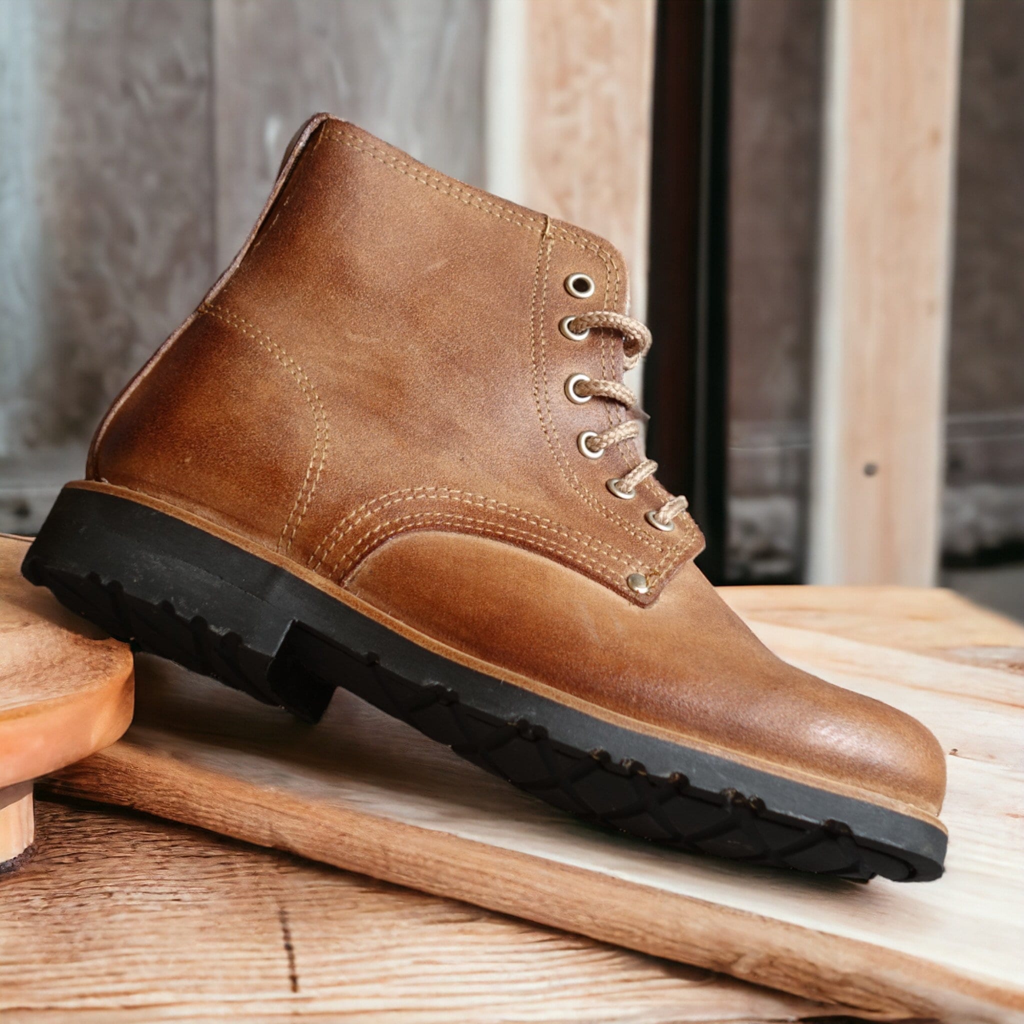 Handmade Lace-up Leathers Boots Men display picture 1