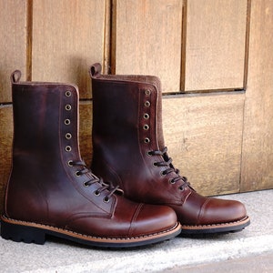 Handmade Leather American Worker Ranger boots Military Combat Style Boots Goodyear Welted, Men Lace up Boots, Women High Top Boots,
