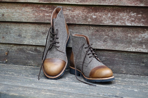 Handmade Leather/burel Eco Friendly Lace up Ankle Boots Man Goodyear Welted  Boots, Men Casual Boots, Women Lace up Boots,dress Boots Vintage - Etsy