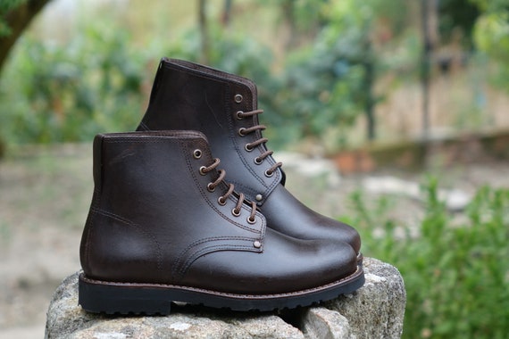 Handmade Brown Leather Boots Portuguese Vintage Hiking Goodyear Welted Boots Lace up Ankle Brown Boots Men Casual Boots Women Dress Boots Etsy Canada