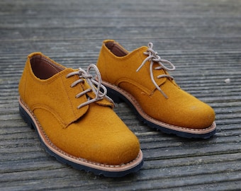 Handmade Burel Flat Shoes, Burel Shoes Goodyear Welted, Casual Men Pumpkin Shoes, Vintage Shoes, Man Lace-up Cork Shoes, Dress Shoes