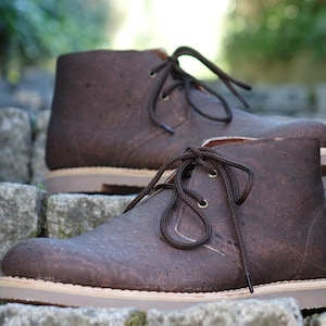 Handmade Cork Chukka Desert lace up Boots Eco Friendly, Goodyear Welted Boots, Men Chukka Boots, Women Chukka Flat Boots