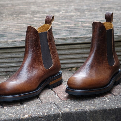 Chelsea Leather Boots Goodyear Welted Construction Etsy