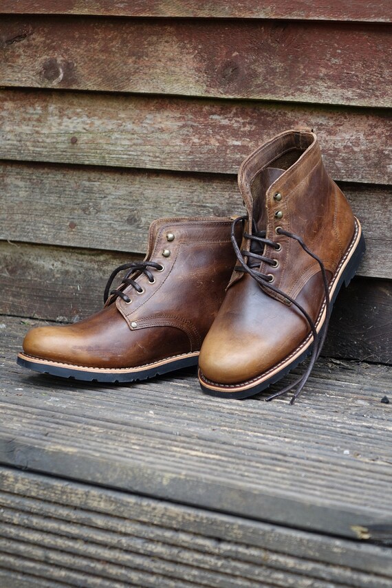 Handmade Lace up Hiking Leather fire Burn Boots Goodyear Welt Boots Brown Men Women Ankle Boots Vintage Casual Style Boots Work Boots Etsy UK