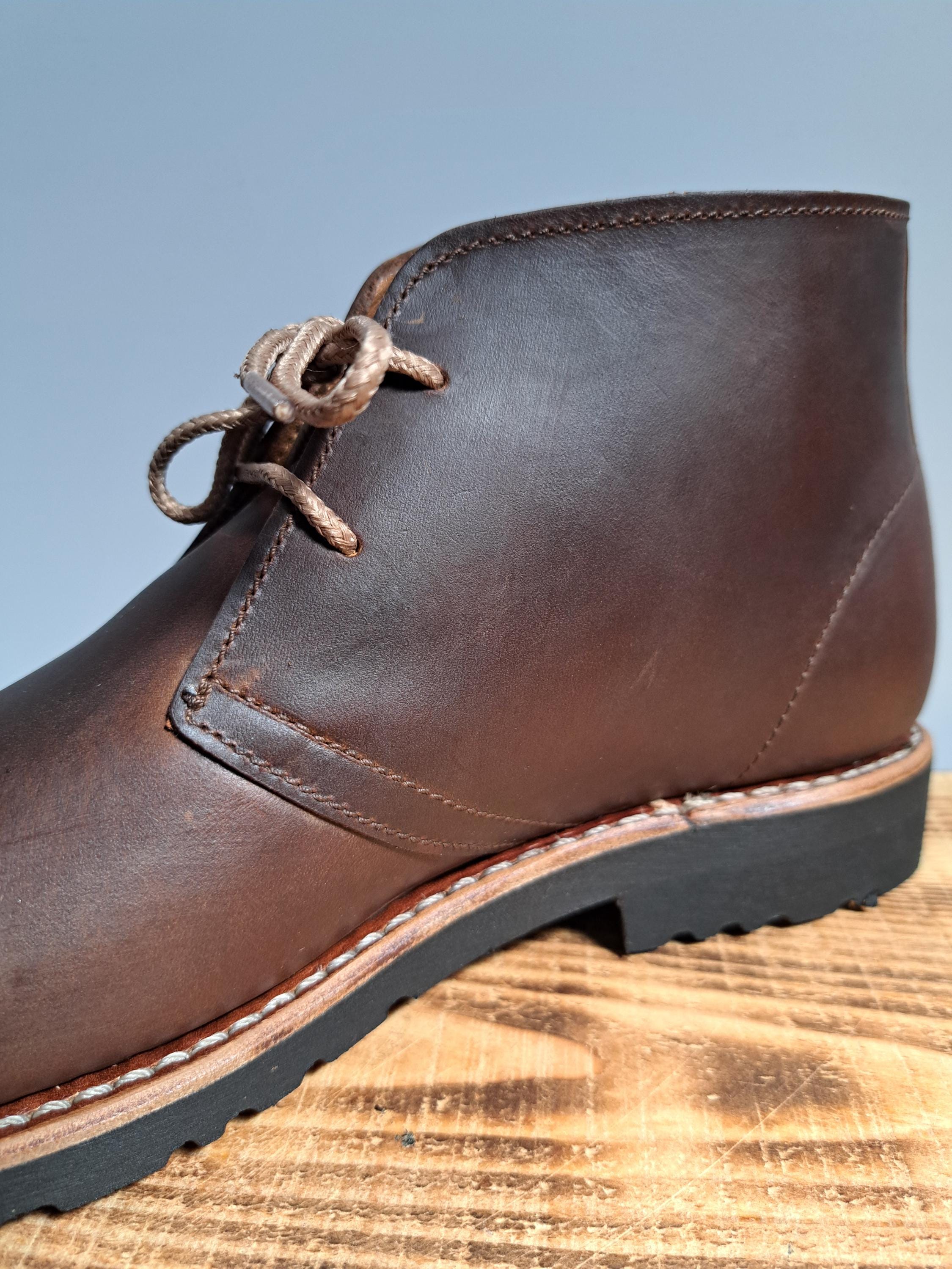 EUC Men\'s Brown Full Grain Leather Chukka Boots Handmade Full Grain Leather Chukka Desert Lace up Boots Eco  main image 3