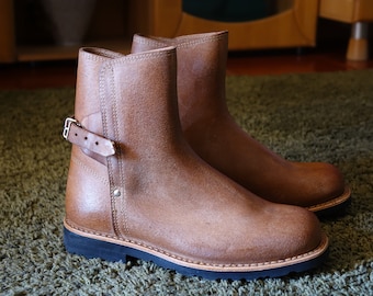 Handmade Leather "Biker" Motar Boots, Goodyear Welted Boots, Handmade Brown Leather Men's Biker Boots sale EU38, EU39, EU40, EU41