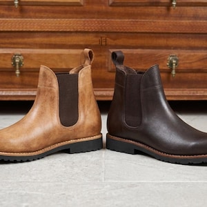 Handmade Chelsea Leather Boots, Goodyear Welted Boots, Slip on Boots, Casual Vintage Style Boots, Men Chelsea Boots, Women Chelsea boots