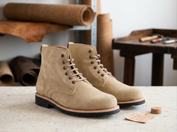 LDECK Mens Suede High Top Sneakers Boots Tan Beige Lace Up‎ Casual Shoes Size 43 Ldeck men sneakers casual shoes - Gem main image 4