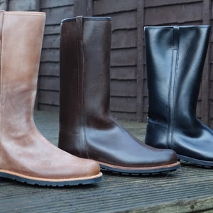 Handmade Slip-On Leather Boots, Long Hiking Riding Boots, Working Leather Boots, Vintage Rustic Style Boots, Goodyear Welted Men Women Boots