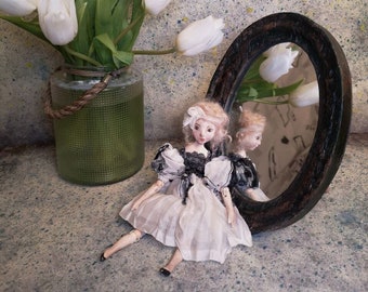 Engelspuppe, kleine Puppe, blonde Puppe, Vintage-Stil, Retro-Puppe, Engelspuppe mit Flügeln