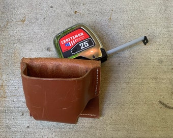 Handmade leather tape measure holder