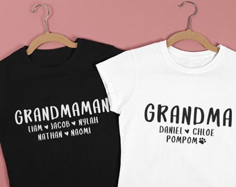 Personalized Grandma Brag T-Shirt | Grandkids Names | Grandchildren Names | Christmas | Mother's Day | Valentine's Day | Birthday