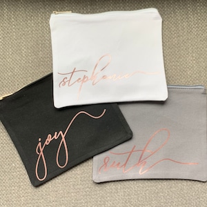 Personalized Makeup Bag|Bridesmaid Gift Zipper Pouch|Custom name|Best Friend Gift