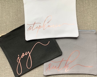 Personalized Makeup Bag|Bridesmaid Gift Zipper Pouch|Custom name|Best Friend Gift