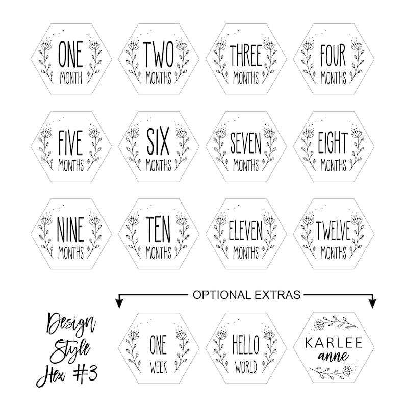 Baby Shower Gift Laser Engraved Baby Milestone Cards Hexagon Discs Baby Milestone Photos