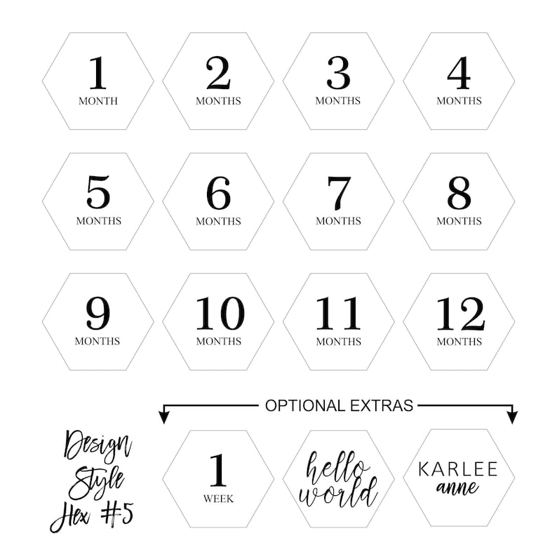 Baby Shower Gift Laser Engraved Baby Milestone Cards Hexagon Discs Baby Milestone Photos