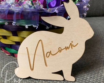 Laser Engraved Bunny Easter Basket Tag | Personalized Easter Basket Tags | Bunny Easter Tags | Personalized Rabbit | Place Cards | Gift Tags
