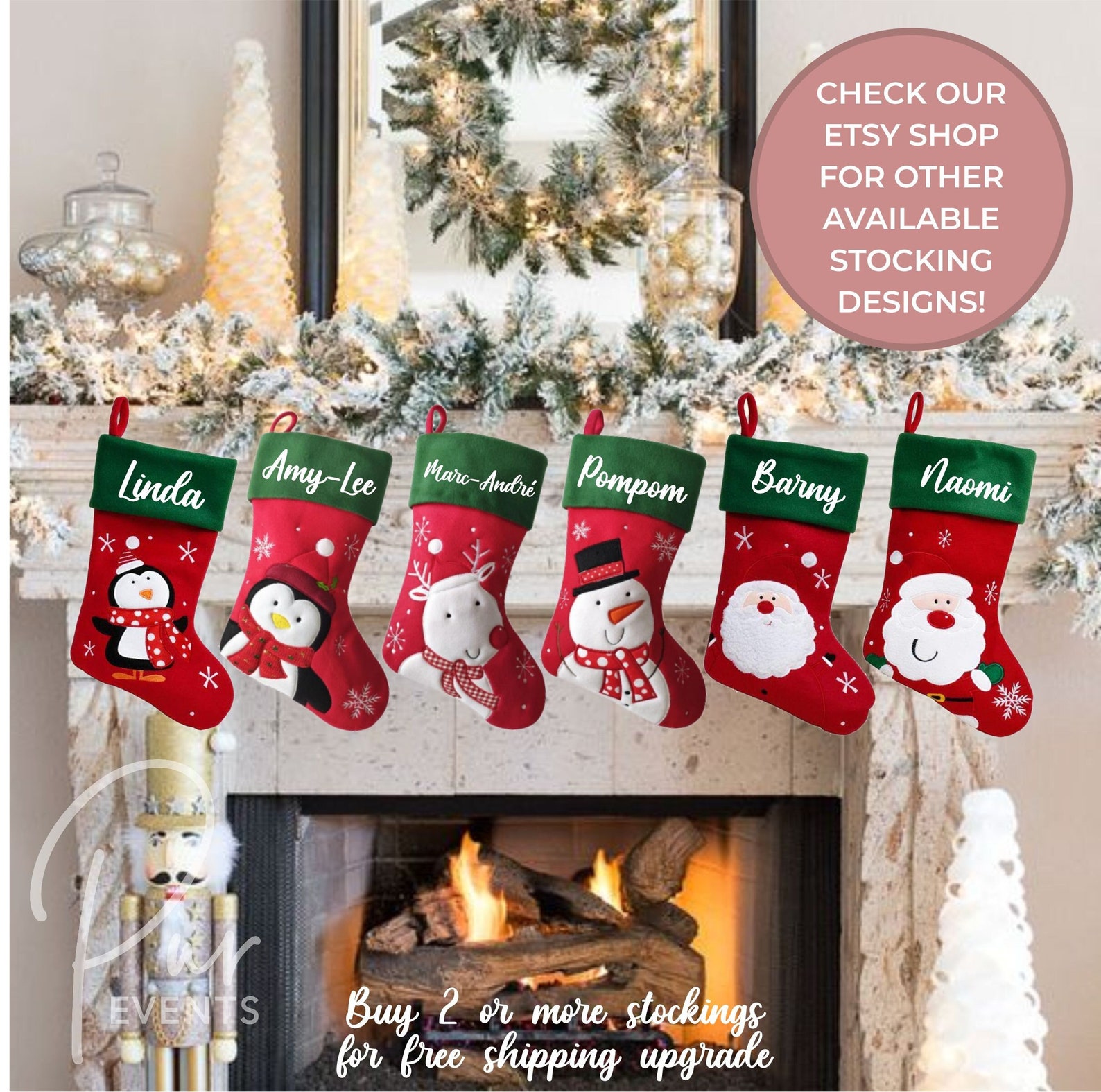 Red & Green Personalized Christmas Stockings Custom - Etsy