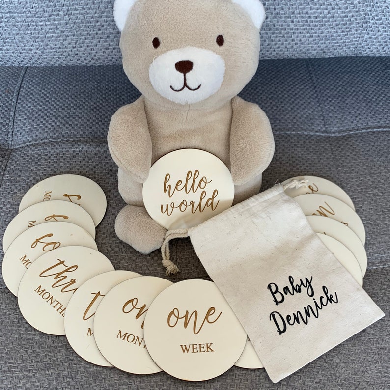 Laser Engraved Baby Milestone Cards / Discs Baby Shower Gift Etsy Canada