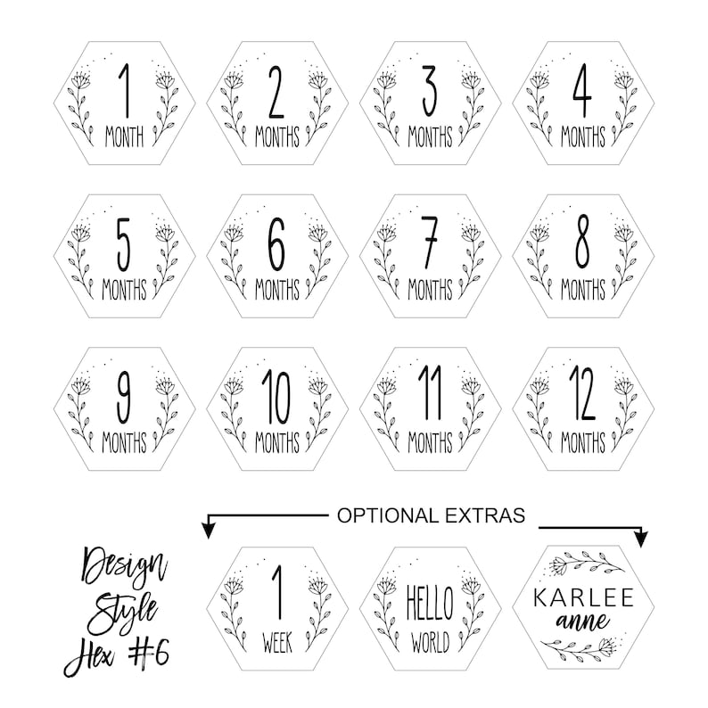 Baby Shower Gift Laser Engraved Baby Milestone Cards Hexagon Discs Baby Milestone Photos