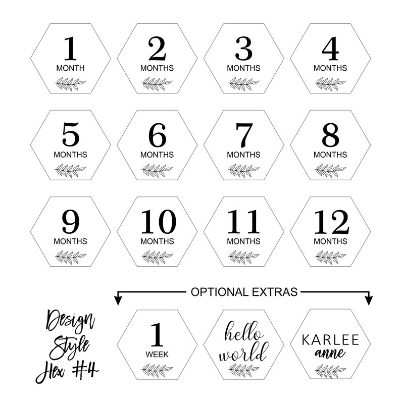 Baby Shower Gift Laser Engraved Baby Milestone Cards Hexagon Discs Baby Milestone Photos