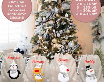 Grey/Silver & White Personalized Christmas Santa Sack | Custom