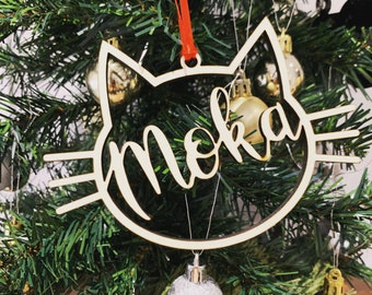 Cat Face Ornament Laser cut|Personalized Cat Face|Keepsake|Custom Personalized Cat Face Ornament|Pet Personalized Christmas ornament