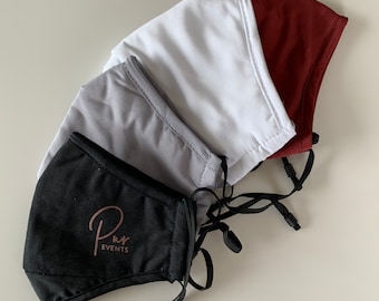 Custom | Reusable & Breathable Cotton Face Mask with Nose Wire and Filter Pocket | Custom Text Face Mask