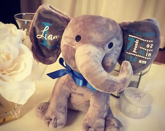 Stuffed Elephant Birth Stat Announcement