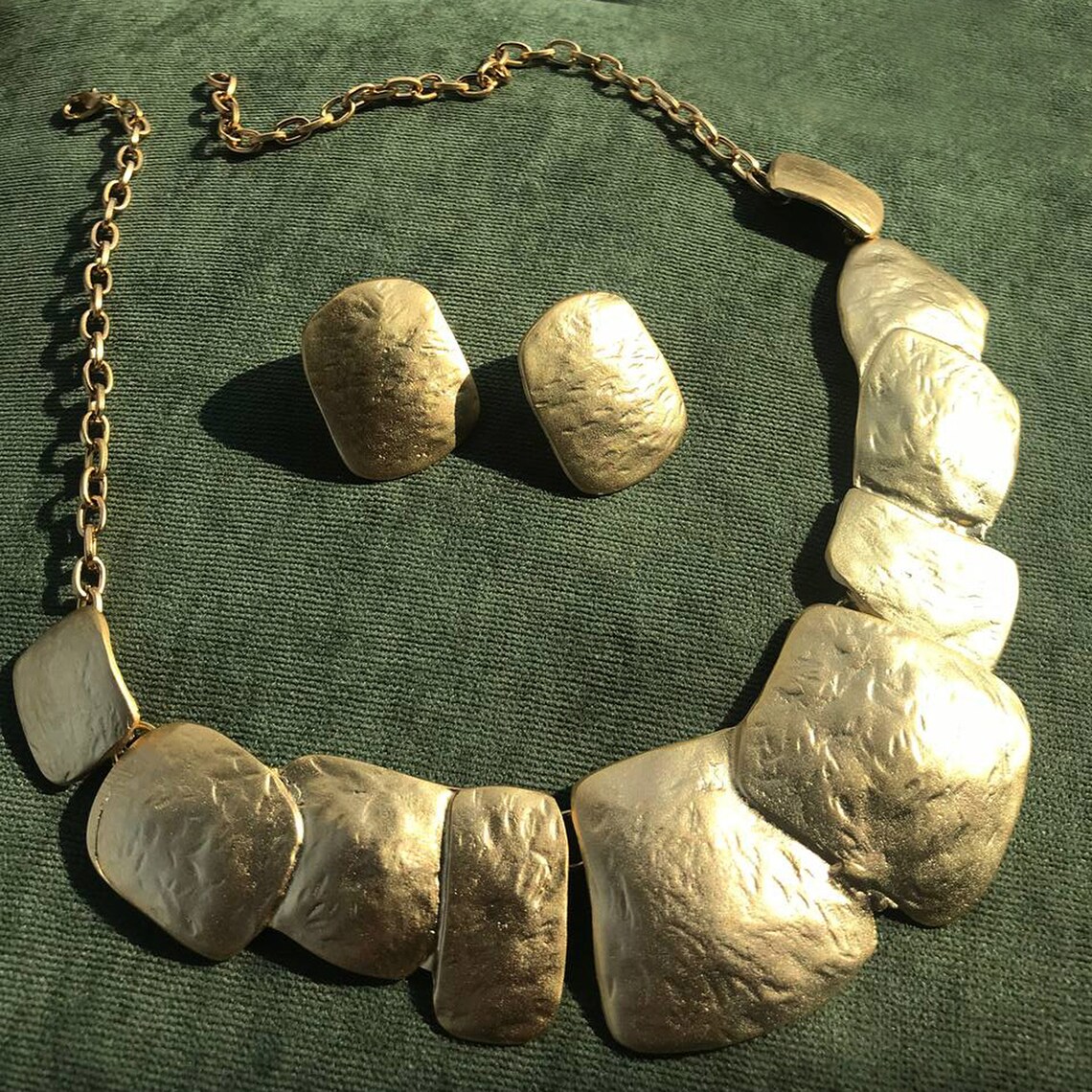 Chunky Matte Gold Texture Jewelry Gold Plated Necklace Etsy