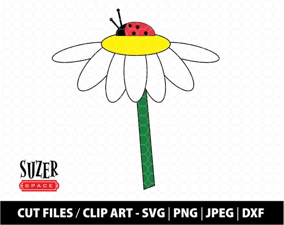 Ladybug On Daisy Flower Svg Daisy Flower With Ladybug Design Etsy
