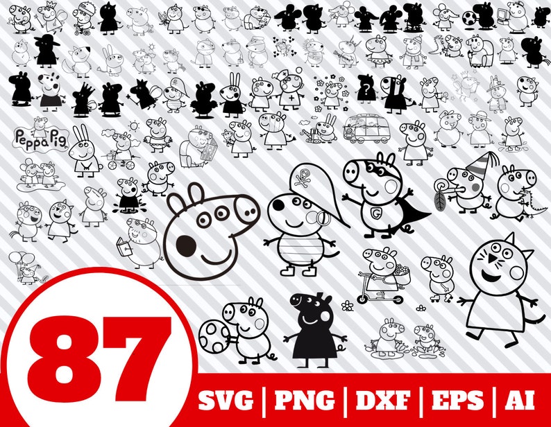 Download 87 Peppa the pig SVG BUNDLE Peppa the pig clipart Peppa | Etsy