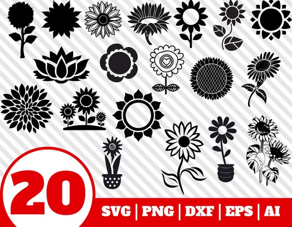 Download 20 SUNFLOWER SVG BUNDLE sunflower clipart sunflower vector ...