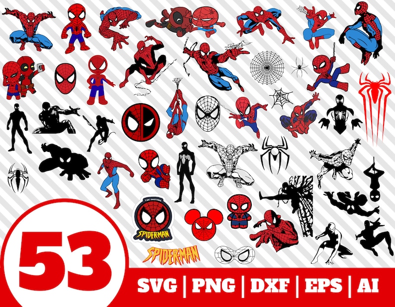 Download 53 SPIDERMAN SVG BUNDLE spiderman clipart spiderman vector ...