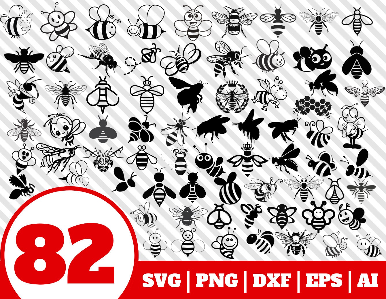 Download 82 BEE SVG BUNDLE bee clipart bee vector bee cricut | Etsy