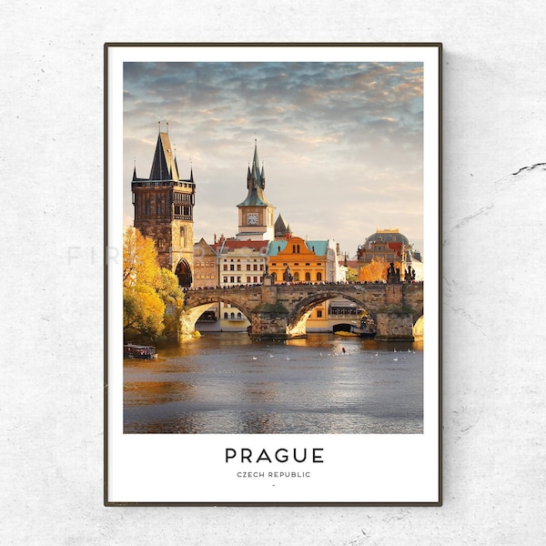 Affiche de Prague / Impression / Impression de voyage en République tchèque / Affiche de voyage / Impression de mode / Décor minimal / Photographie de voyage / Pont Charles