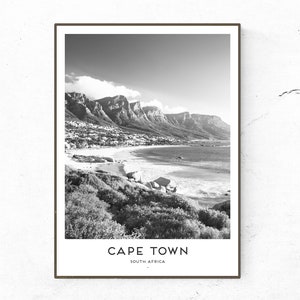 Cape Town Poster / Print / South AfrIca Print / Africa Travel Print / Travel Poster / Fashion Poster / Minimal Wall Art / Black White Print