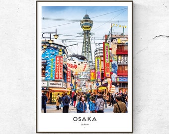 Japan Poster / Print / Osaka Travel Print / Travel Poster / Fashion Print / Minimal Poster / Black White Print / Japanese Wall Art / Skyline