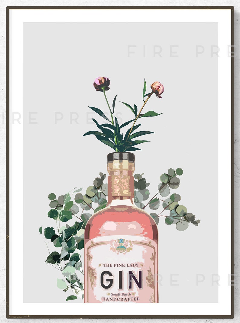 Pink Gin Poster / Print / Fashion Poster / Pink Gin Wall Art / Etsy