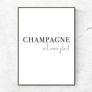 Champagne S'il Vous Plait Poster / Print / Fashion Poster / Champagne Wall Art / Kitchen Poster / Champagne Poster / Home Decor / French