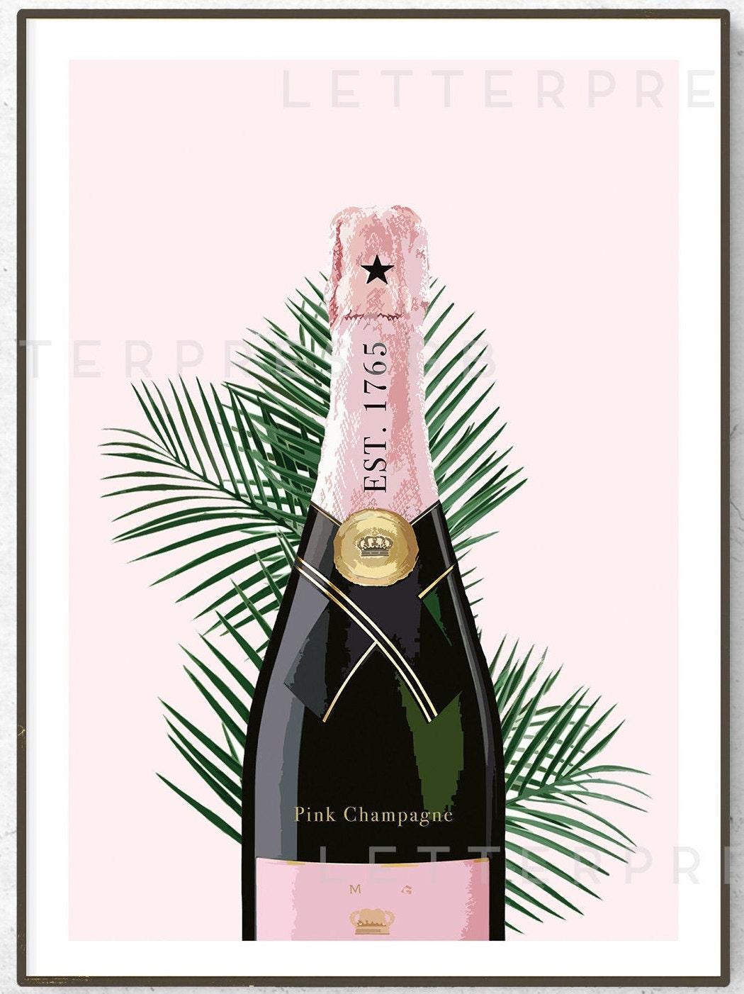 Pink Champagne Poster / Print / Fashion Poster / Champagne | Etsy