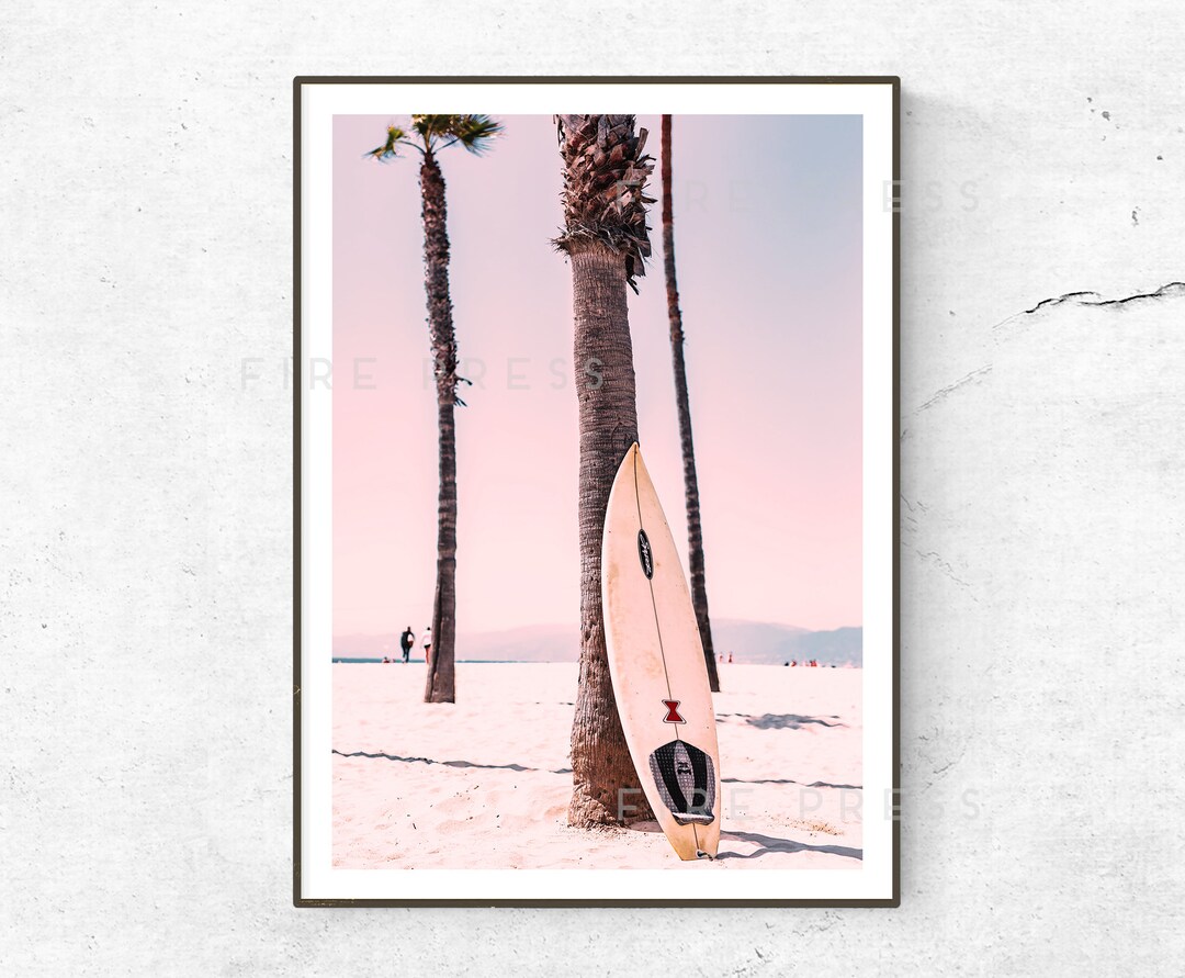 Pink Surf Poster / Print / Surfboard Wall Art / Beach Print / Pink
