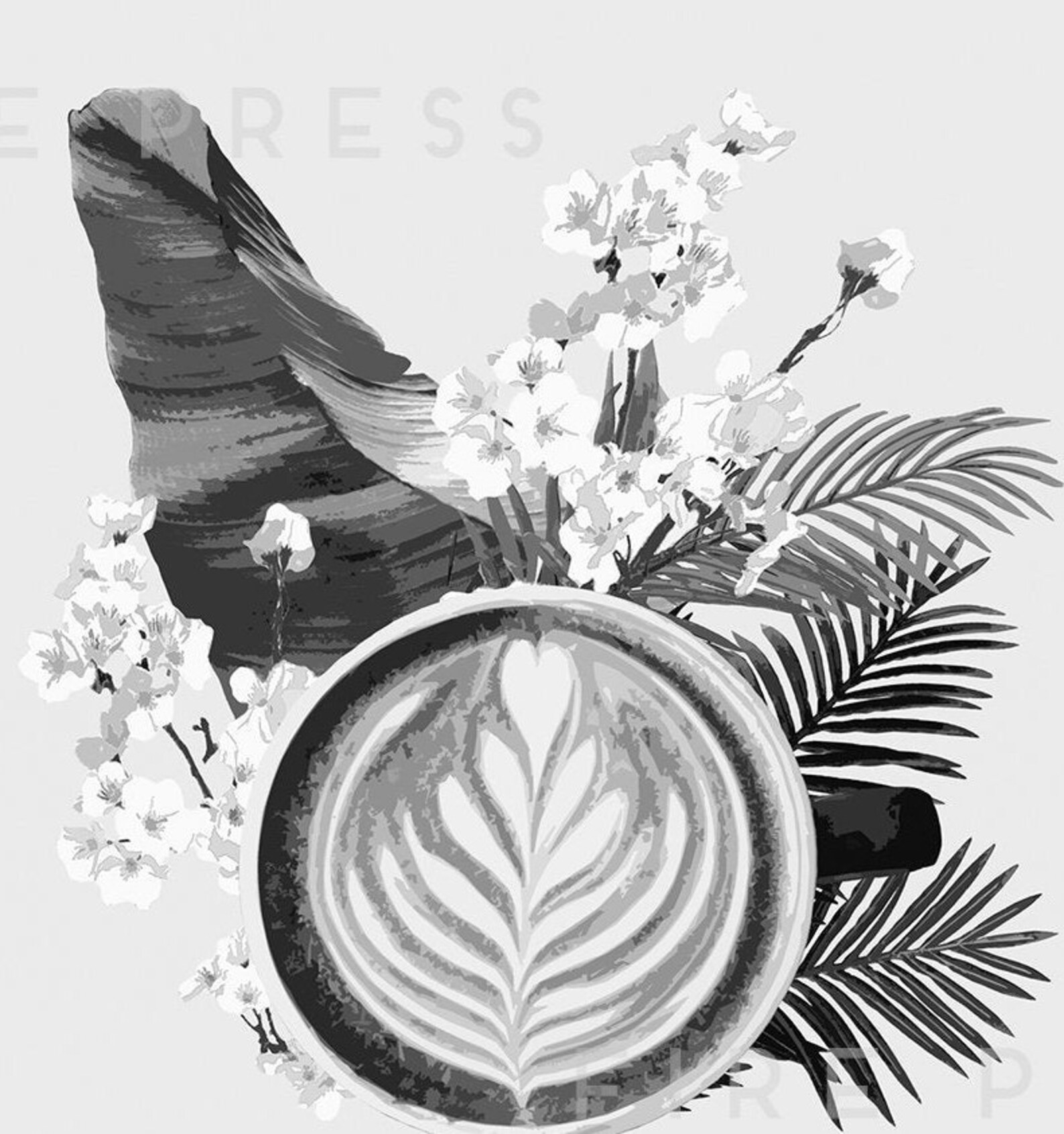 Latte Art Poster / Print / Black and White / Fashion Poster / | Etsy