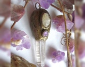 Crystal Pendant - Agate and Amethyst Accent on Polymer Clay