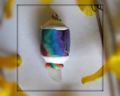 Quartz Crystal Pendant - Rainbow Pride Polymer Clay