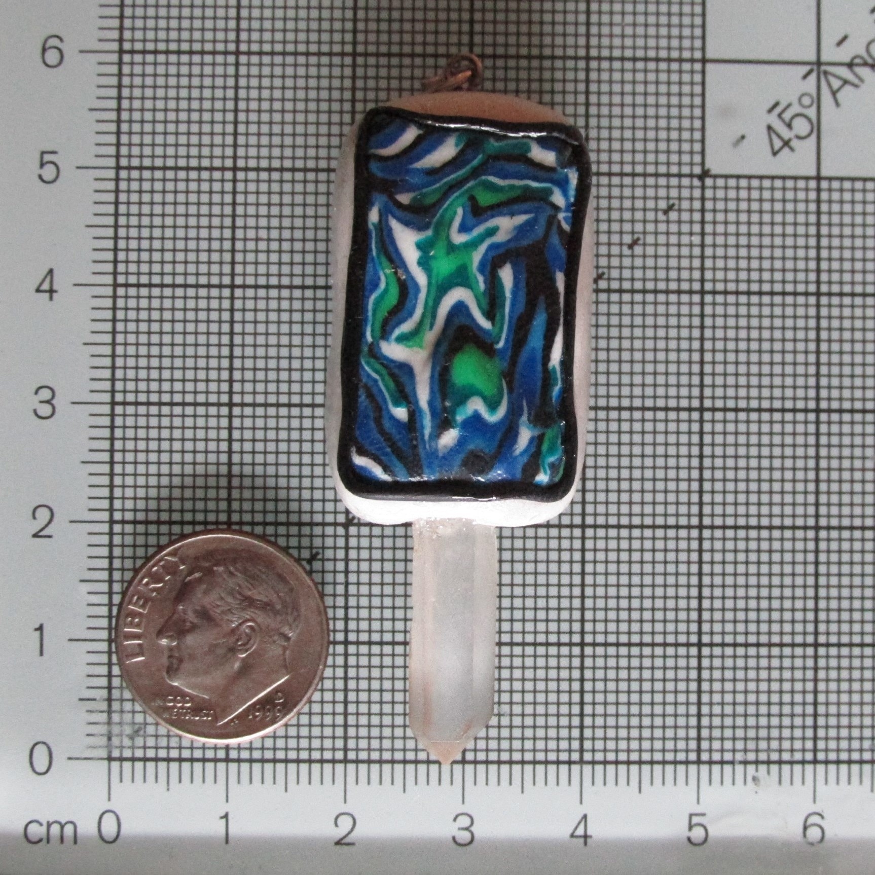 Quartz Crystal Polymer Clay Pendant Etsy