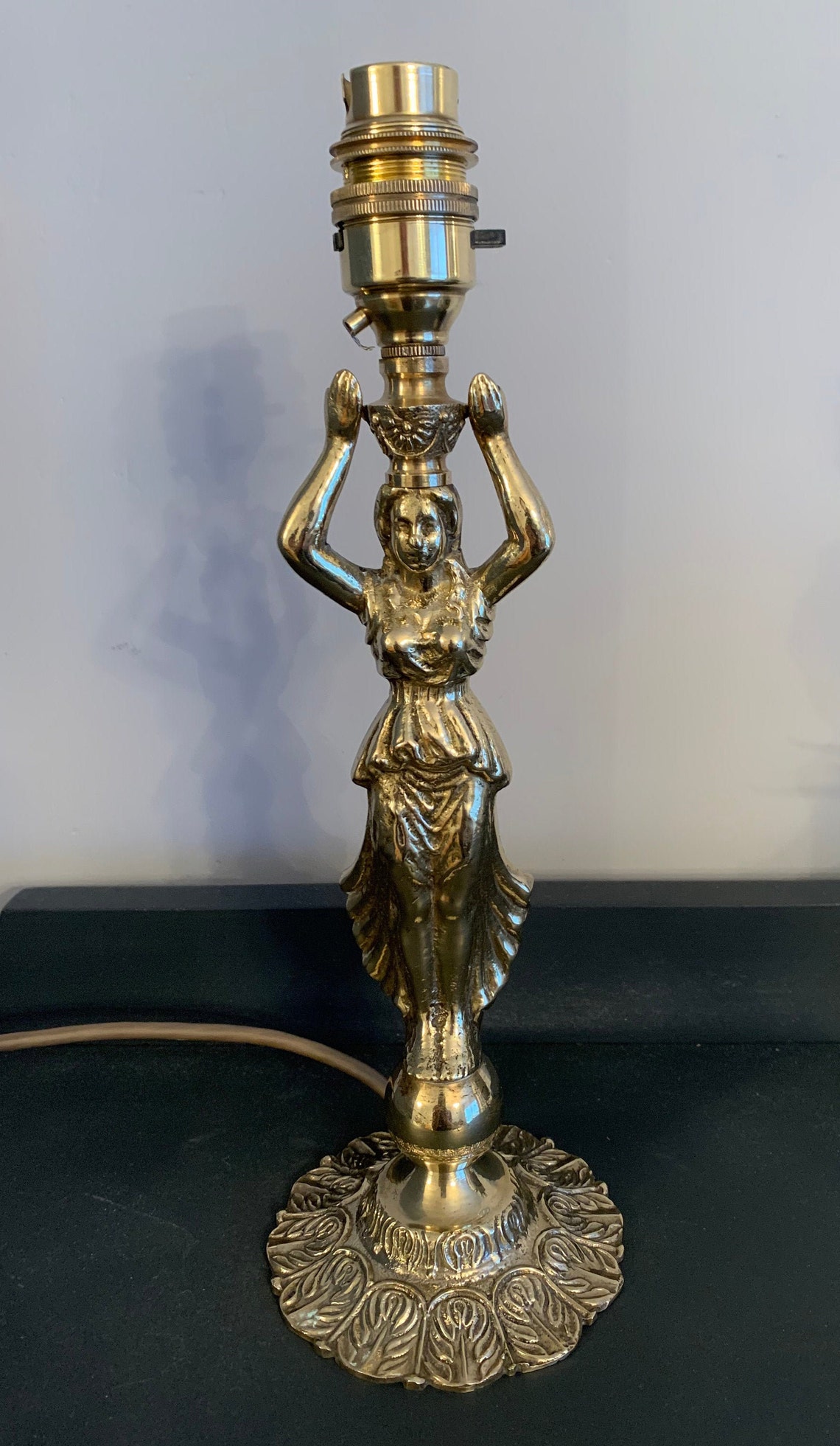 Antique solid brass figurine table lamp Etsy