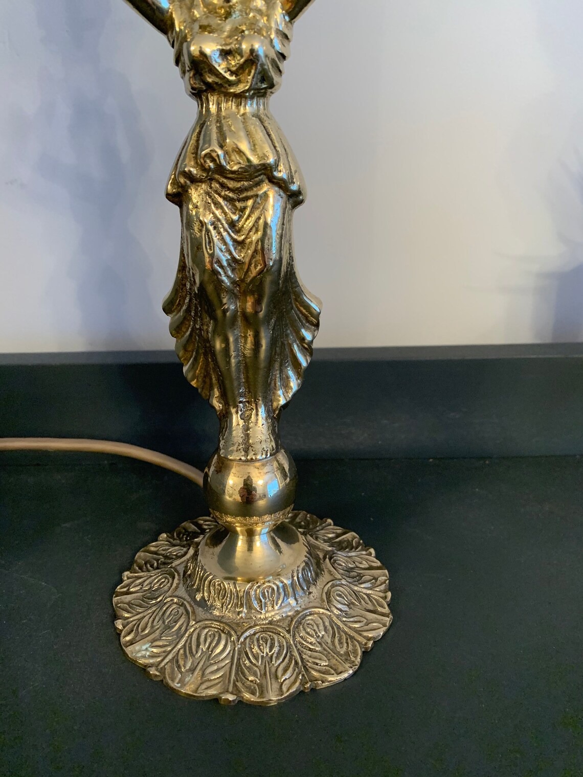 Antique solid brass figurine table lamp Etsy