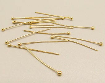 20 piezas de pasadores de bola de latón chapados en oro o plata para perlas y cuentas.